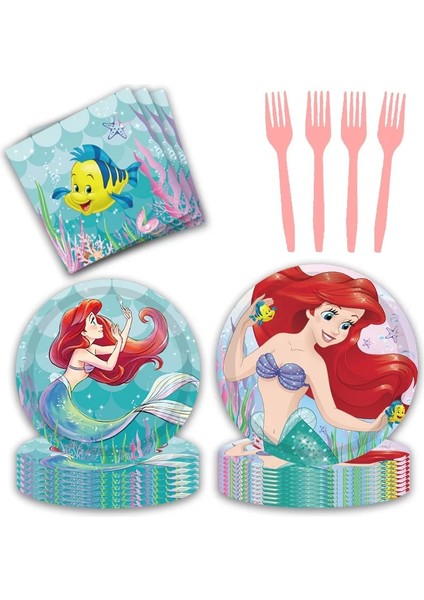 7 Inç Plaka 10 Adet Disney Denizkızı Ariel Prenses Parti Dekor Kız Doğum Günü Sofra Kağıt Tabak Bardak Peçeteler Masa Örtüsü Mutlu Doğum Günü Hediyesi (Yurt Dışından)