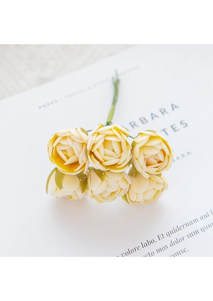 Sarı 18 Parça 6/18 Adet Yapay Çiçekler Köpük Mını Güller Buket Ev Bahçe Dekorasyon Yeni Yıl Noel Çelenk El Yapımı Festivali Düğün (Yurt Dışından)