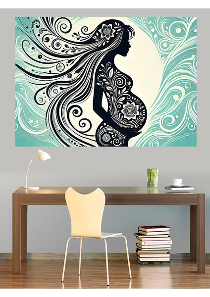 Kadın Silüet Deseni Dekoratif Kanvas - Mdf Ahşap Tablo
