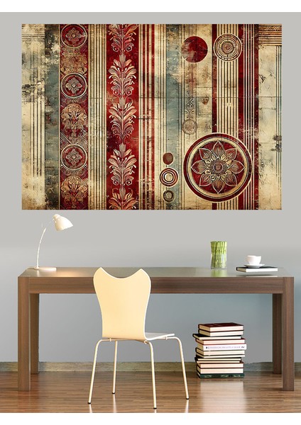 Vintage Duvar Deseni Dekoratif Kanvas - Mdf Ahşap Tablo