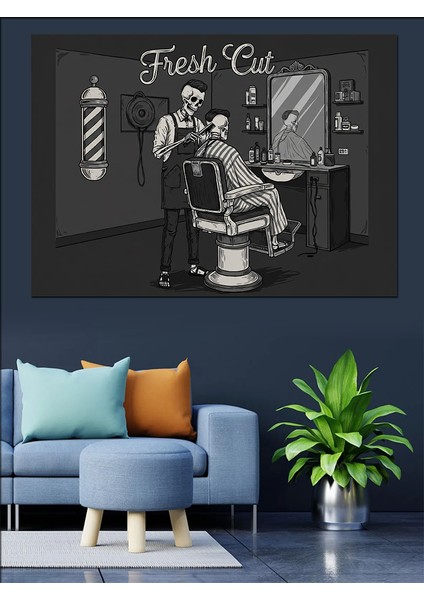 Retro Berber Dükkanı Dekoratif Kanvas - Mdf Ahşap Tablo fiyatları