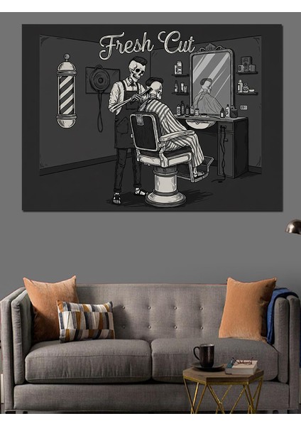 Retro Berber Dükkanı Dekoratif Kanvas - Mdf Ahşap Tablo modelleri