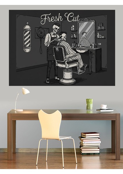 Retro Berber Dükkanı Dekoratif Kanvas - Mdf Ahşap Tablo fırsatları