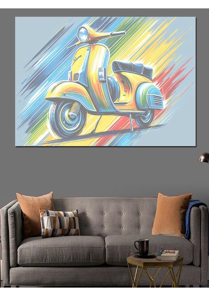 Retro Vespa Rüzgarı Dekoratif Kanvas - Mdf Ahşap Tablo fiyatları