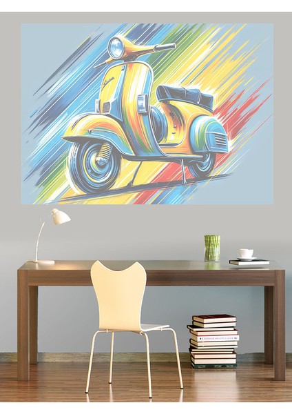 Retro Vespa Rüzgarı Dekoratif Kanvas - Mdf Ahşap Tablo modelleri