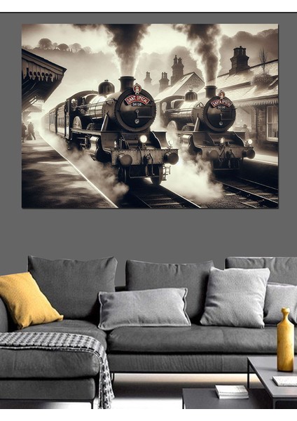 Buharlı Tren Yolculuğu Dekoratif Kanvas - Mdf Ahşap Tablo modelleri