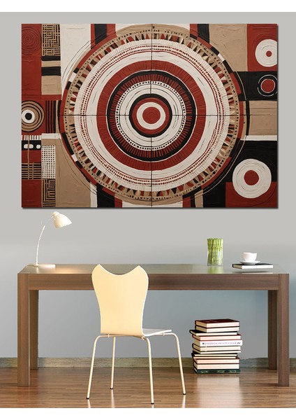 Geometrik Sanat Halkası Dekoratif Kanvas - Mdf Ahşap Tablo