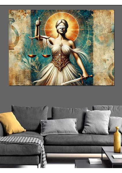 Adalet Tanrıçası Heykeli Dekoratif Kanvas - Mdf Ahşap Tablo fiyatları