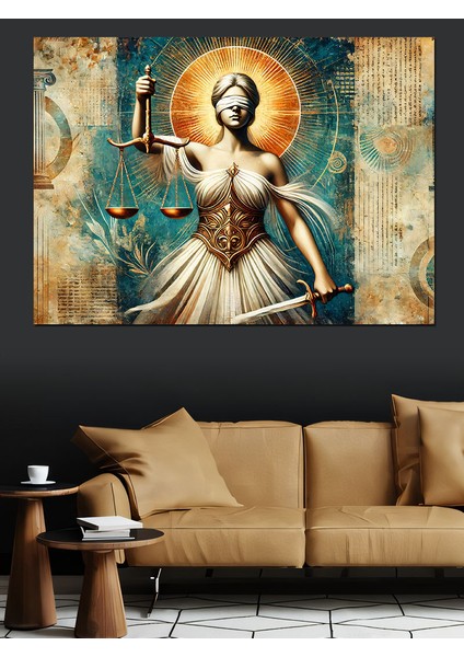 Adalet Tanrıçası Heykeli Dekoratif Kanvas - Mdf Ahşap Tablo modelleri