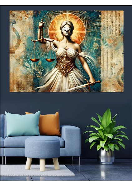 Adalet Tanrıçası Heykeli Dekoratif Kanvas - Mdf Ahşap Tablo fırsatları