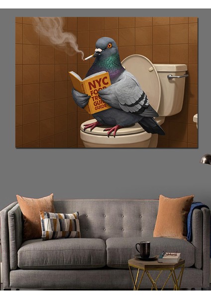 New York’ta Güvercin Mizahı Dekoratif Kanvas - Mdf Ahşap Tablo fiyatları