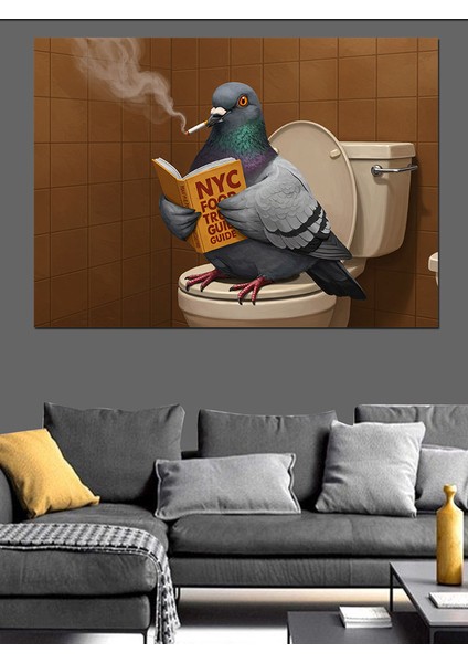 New York’ta Güvercin Mizahı Dekoratif Kanvas - Mdf Ahşap Tablo fırsatları
