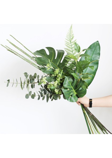 x iang Er Ye Yapay Tropikal Monstera Kwai Palmiye Ağacı Yaprakları Ev Bahçe Dekorasyonu Sahte Bitkiler Fotoğraf Arka Plan Plante Artificielle (Yurt Dışından) modelleri
