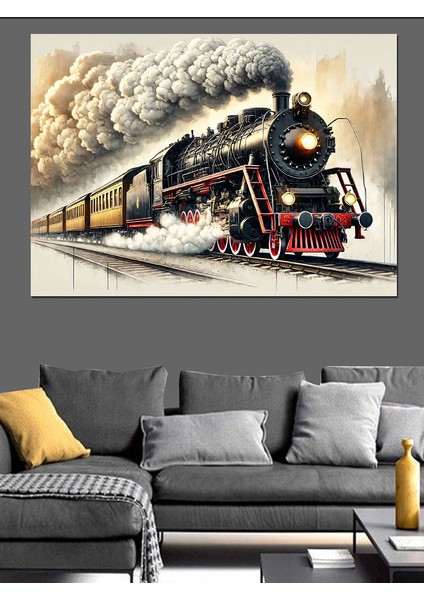 Nostaljik Buharlı Tren Dekoratif Kanvas - Mdf Ahşap Tablo fiyatları