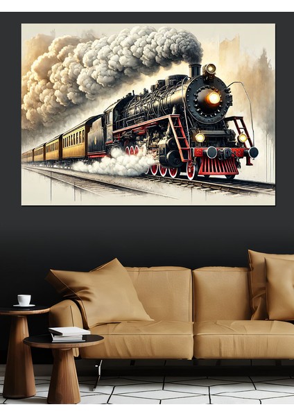Nostaljik Buharlı Tren Dekoratif Kanvas - Mdf Ahşap Tablo modelleri