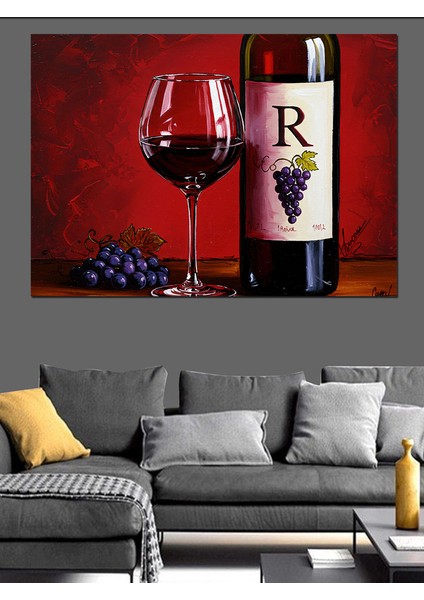 Şarap ve Üzümler Dekoratif Kanvas - Mdf Ahşap Tablo fiyatları