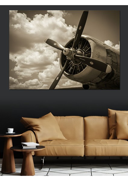 Eski Uçak Pervanesi Dekoratif Kanvas - Mdf Ahşap Tablo