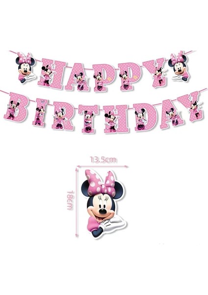 1 Takım Banner Disney Minnie Mouse Doğum Günü Partisi Dekorasyon Prenses Kızın Parti Malzemeleri Minnie Mouse Sofra Balon Afiş Kağıt Bardak (Yurt Dışından)