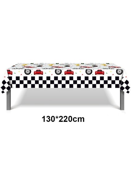 1 Adet Masa Örtüsü 1 Takım 137X274 cm Siyah Beyaz Yarış Masa Örtüsü Motosiklet Yarış Arabası Tema Masa Örtüsü Plaka Fincan Yarış Doğum Günü Partisi Malzemeleri (Yurt Dışından)