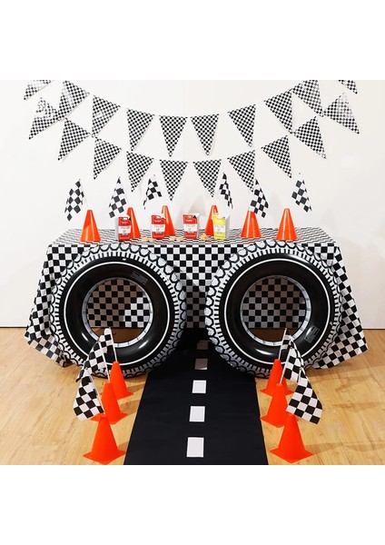 1 Adet Masa Örtüsü 1 Takım 137X274 cm Siyah Beyaz Yarış Masa Örtüsü Motosiklet Yarış Arabası Tema Masa Örtüsü Plaka Fincan Yarış Doğum Günü Partisi Malzemeleri (Yurt Dışından) fırsatları