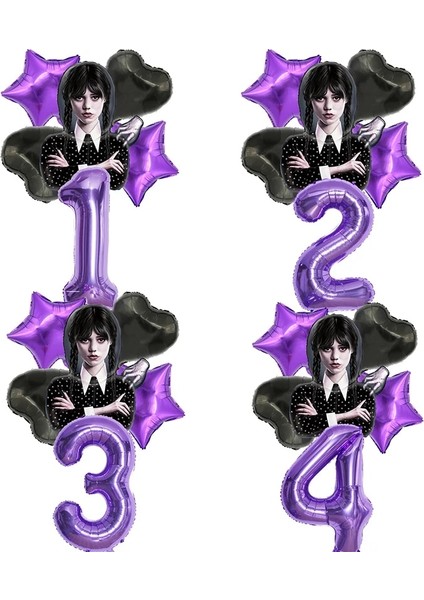 Dövme C Çarşamba Addams Doğum Günü Partisi Süslemeleri Mor 32 Inç Numarası Balonlar Kız Yıldız Kalp Hava Globos Bebek Duş Hediyeleri Için Set (Yurt Dışından)