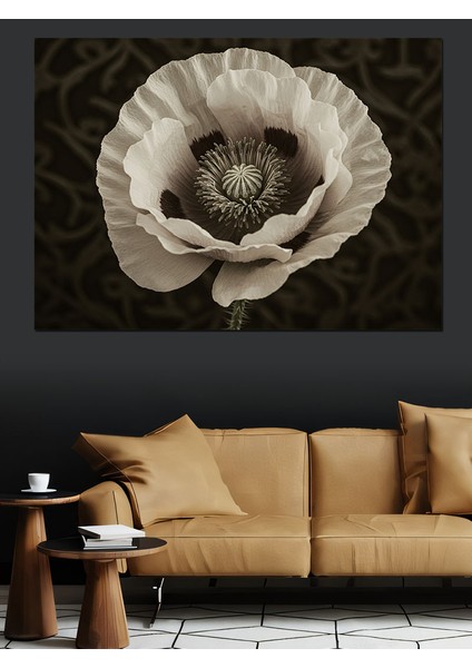 Siyah Beyaz Gelincik Çiçeği Dekoratif Kanvas - Mdf Ahşap Tablo modelleri