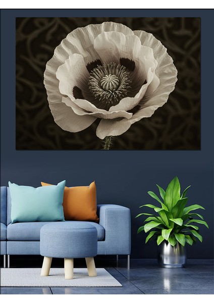 Siyah Beyaz Gelincik Çiçeği Dekoratif Kanvas - Mdf Ahşap Tablo fırsatları
