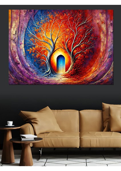 Büyülü Ağaç Kapısı Dekoratif Kanvas - Mdf Ahşap Tablo