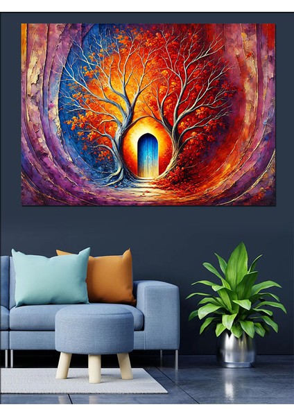 Büyülü Ağaç Kapısı Dekoratif Kanvas - Mdf Ahşap Tablo fiyatları