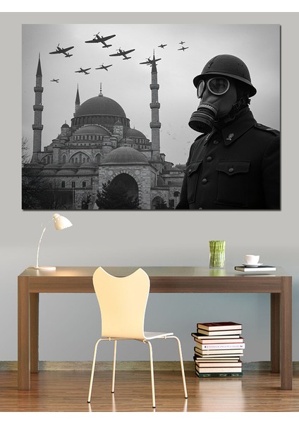 Camii ve Uçak Silueti Dekoratif Kanvas - Mdf Ahşap Tablo fırsatları
