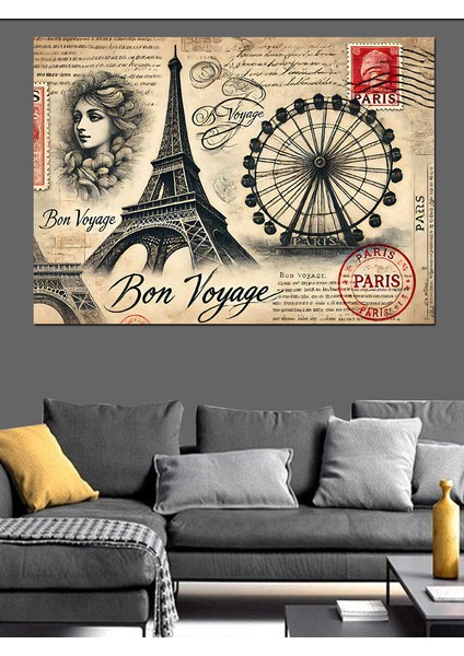 Paris ve Kartpostal Teması Dekoratif Kanvas - Mdf Ahşap Tablo fiyatları