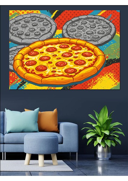 Lezzetli Pizza Sofrası Dekoratif Kanvas - Mdf Ahşap Tablo fiyatları