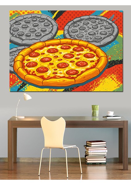 Lezzetli Pizza Sofrası Dekoratif Kanvas - Mdf Ahşap Tablo fırsatları