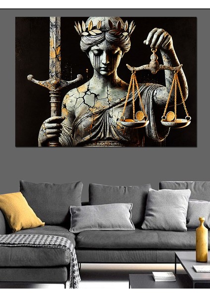 Adalet Tanrıçası Heykeli Dekoratif Kanvas - Mdf Ahşap Tablo fiyatları