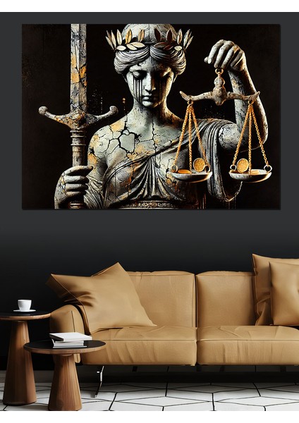Adalet Tanrıçası Heykeli Dekoratif Kanvas - Mdf Ahşap Tablo modelleri