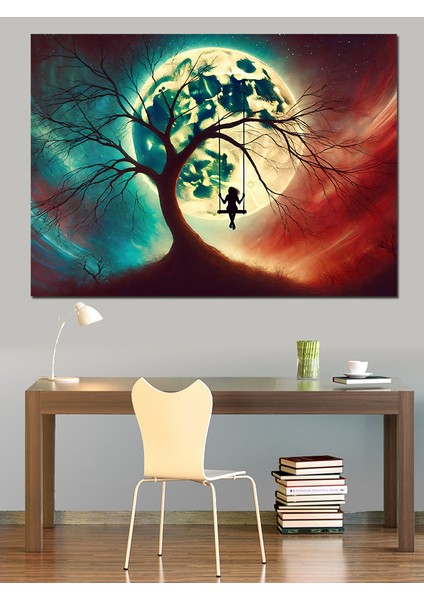 Renkli Güneş ve Yaşam Ağacı Dekoratif Kanvas - Mdf Ahşap Tablo fiyatları