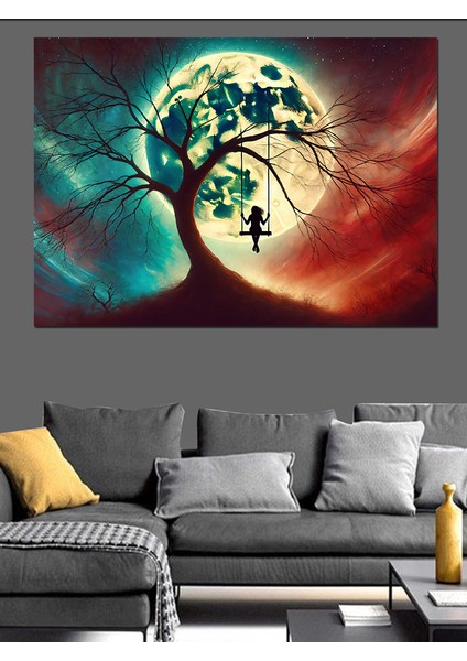 Renkli Güneş ve Yaşam Ağacı Dekoratif Kanvas - Mdf Ahşap Tablo modelleri