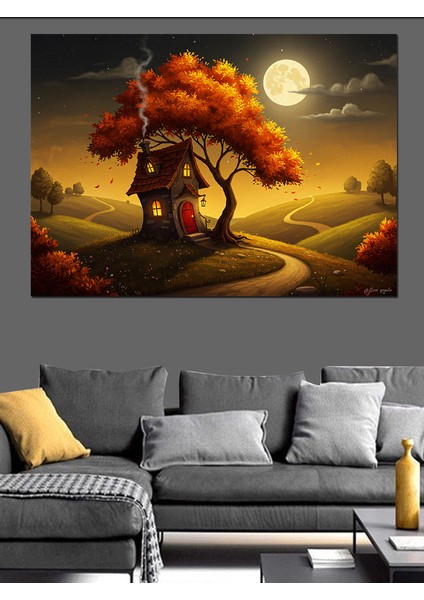 Büyülü Gece ve Ağaç Dekoratif Kanvas - Mdf Ahşap Tablo modelleri