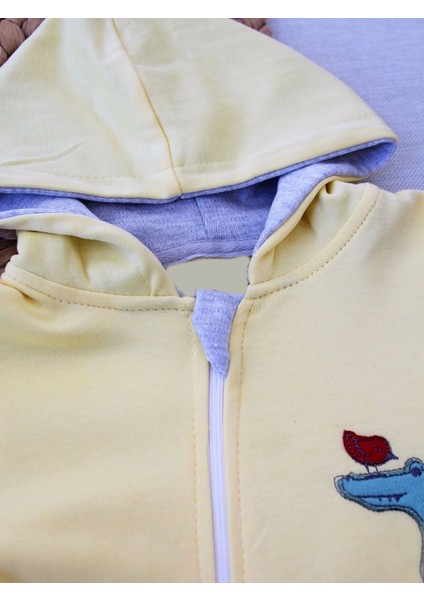 Miraylife 6-9 9-12 Ay Ef Çizgi Boy Fermuarlı Hayvanlar Alemi Nakışlı Kapşonlu Kız Erkek Bebek Tulumu modelleri