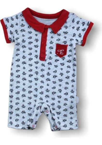 Miraylife 6-9 9-12 12-18 Ay Galaksi Baskılı Çıtçıtlı Kısa Kollu Erkek Bebek Tulumu