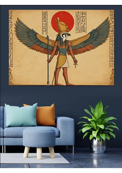 Mısır Tanrısı Horus Dekoratif Kanvas - Mdf Ahşap Tablo