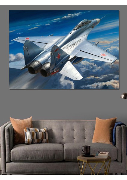 Jet Uçağı Hızla Yükseliyor Dekoratif Kanvas - Mdf Ahşap Tablo fırsatları