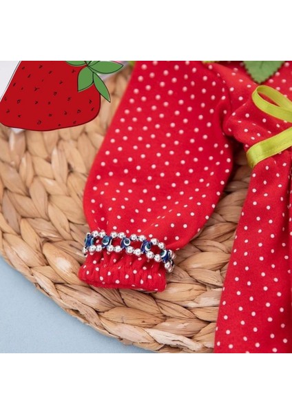 Miraylife 3-6-9 Ay Çilek Bebekler Penye Kumaş Şapkalı Bileklik Hediyeli Uzun Kollu Kız Erkek Bebek Tulumu