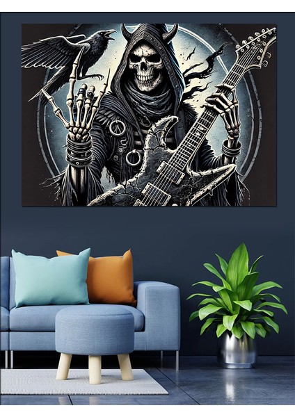 Ölüm Meleği ve Gitar Dekoratif Kanvas - Mdf Ahşap Tablo fırsatları