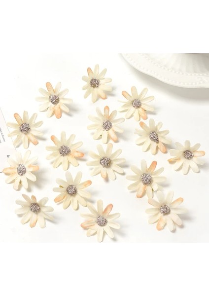 Açık Sarı 100PCS 50/100PCS Yapay Çiçekler Küçük Papatyalar Ev Deco Düğün Dekorasyon Sahte Çiçek Dıy Garland Craft Takı Gelin Aksesuarları (Yurt Dışından)