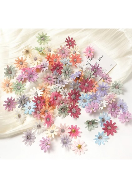 Açık Sarı 100PCS 50/100PCS Yapay Çiçekler Küçük Papatyalar Ev Deco Düğün Dekorasyon Sahte Çiçek Dıy Garland Craft Takı Gelin Aksesuarları (Yurt Dışından)