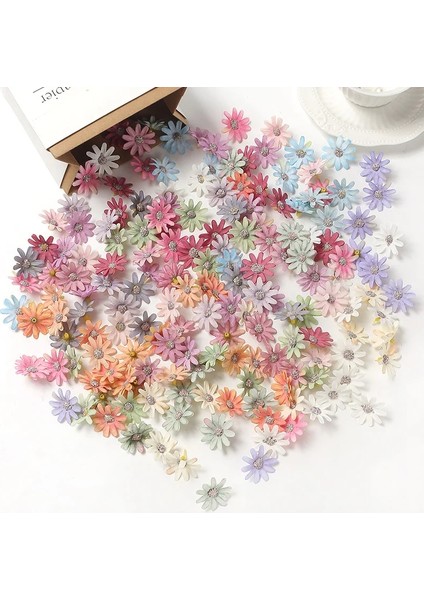 Açık Sarı 100PCS 50/100PCS Yapay Çiçekler Küçük Papatyalar Ev Deco Düğün Dekorasyon Sahte Çiçek Dıy Garland Craft Takı Gelin Aksesuarları (Yurt Dışından)