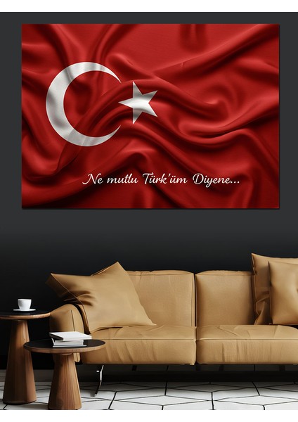 Dalgalanan Türk Bayrağı Dekoratif Kanvas - Mdf Ahşap Tablo