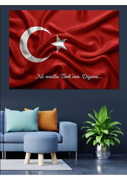Dalgalanan Türk Bayrağı Dekoratif Kanvas - Mdf Ahşap Tablo fiyatları