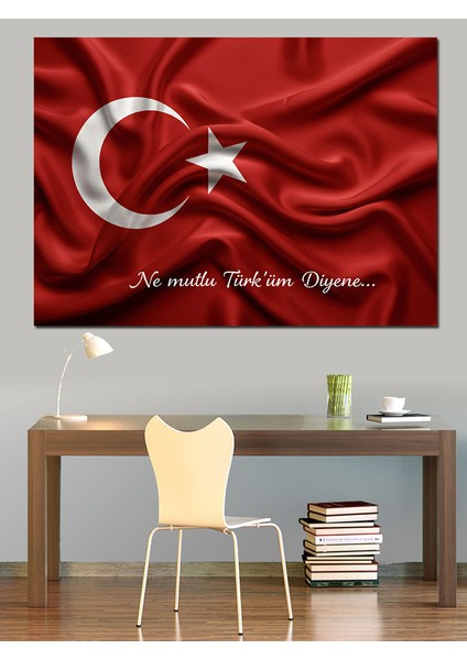 Dalgalanan Türk Bayrağı Dekoratif Kanvas - Mdf Ahşap Tablo fırsatları
